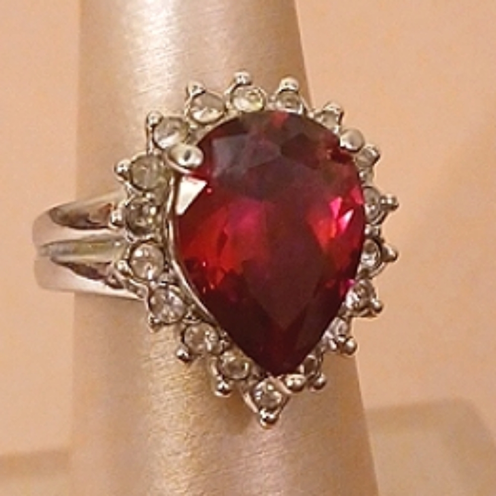 Valentine Special!Pear Shape, Ruby And Diamond Si… - image 1